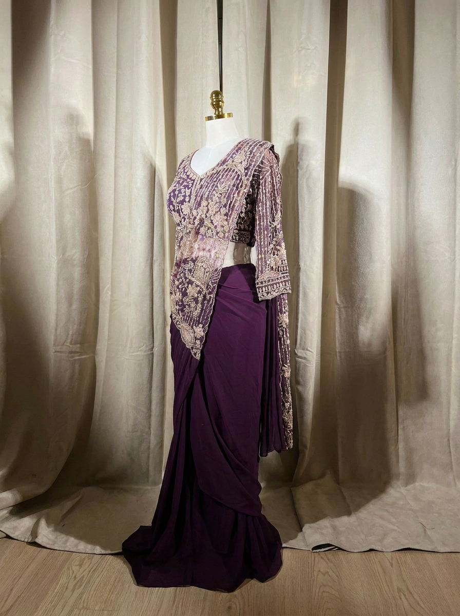 SARELLE Purple ready-to-wear saree set by ELARA CPH