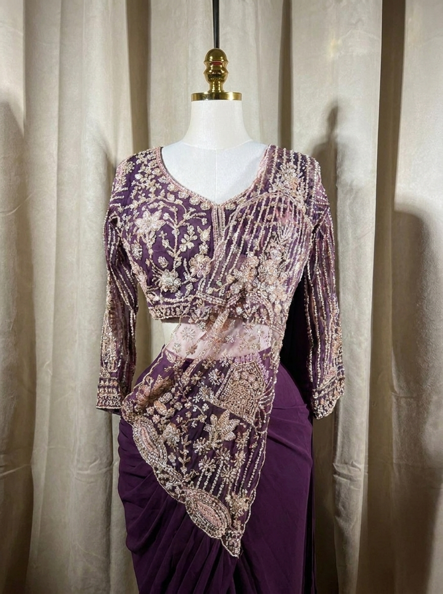 SARELLE Purple ready-to-wear saree set by ELARA CPH