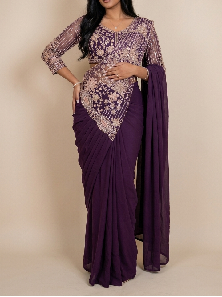SARELLE Purple ready-to-wear saree set by ELARA CPH