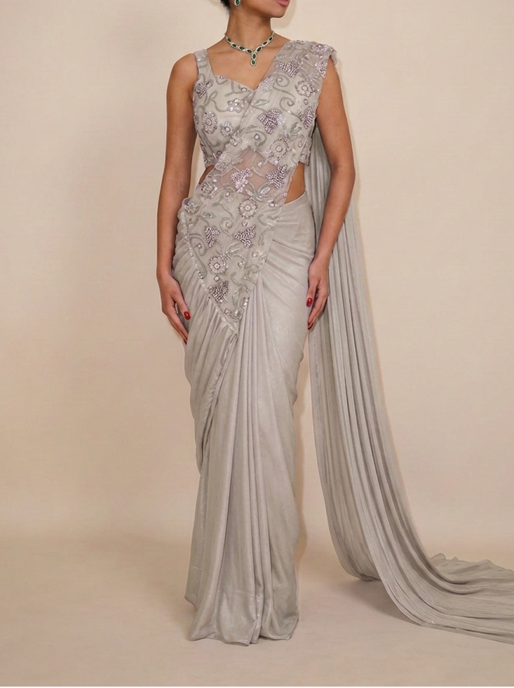 LIA Champagne ready-to-wear saree set by ELARA CPH