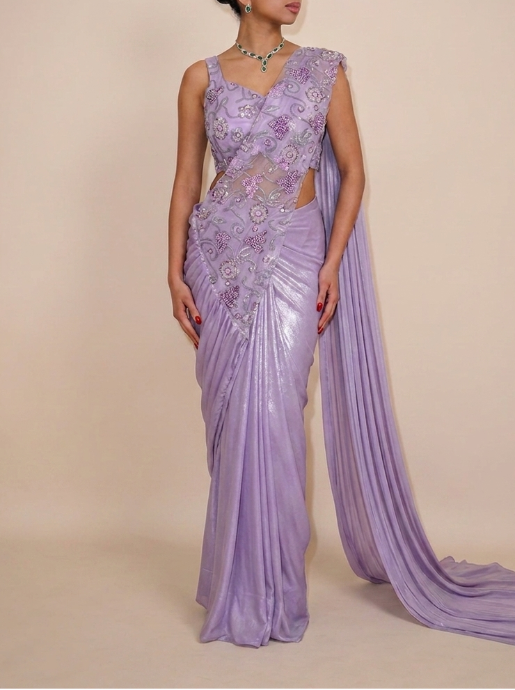 LIA Lilac Purple ready-to-wear saree set by ELARA CPH