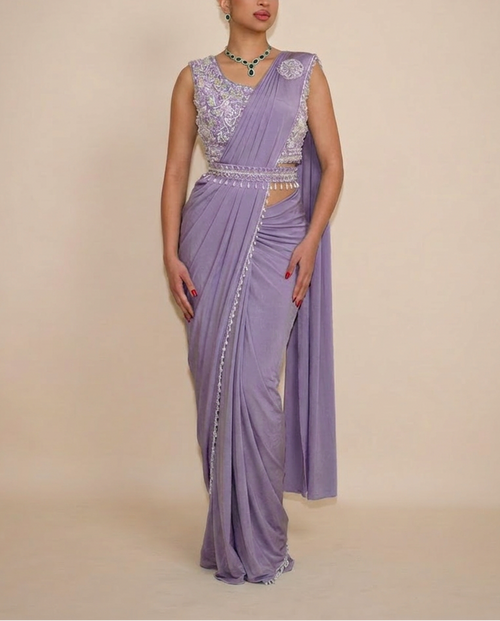 ELANE Pastel Purple ready-to-wear saree set by ELARA CPH