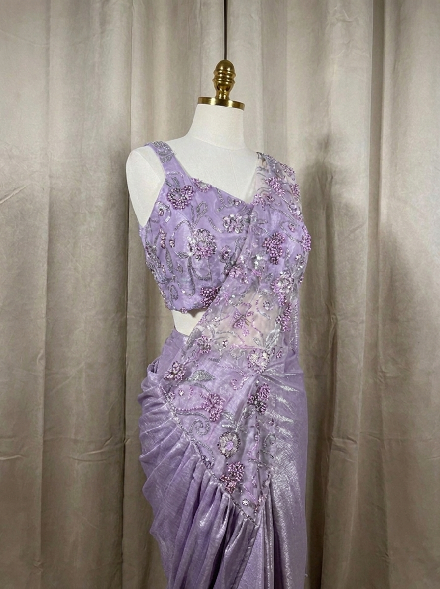 LIA Lilac Purple ready-to-wear saree set by ELARA CPH