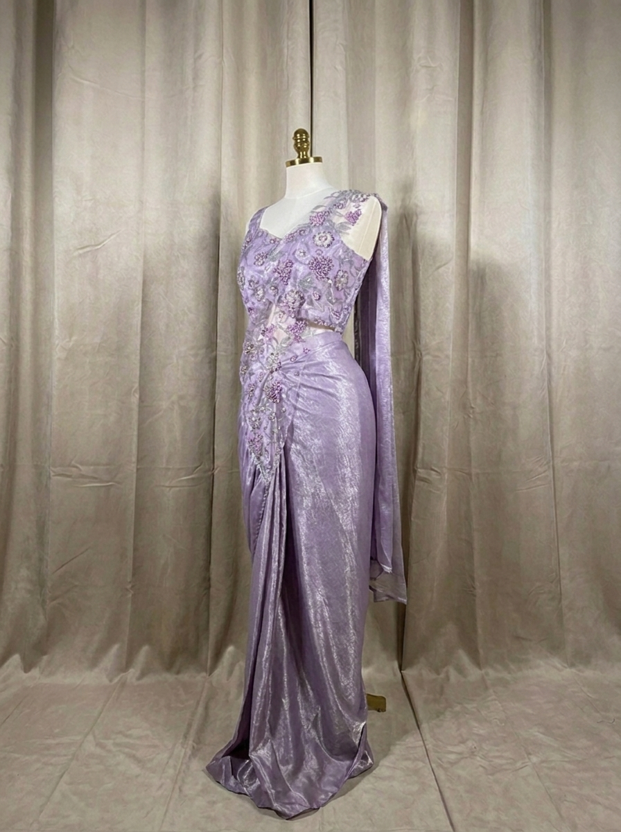 LIA Lilac Purple ready-to-wear saree set by ELARA CPH