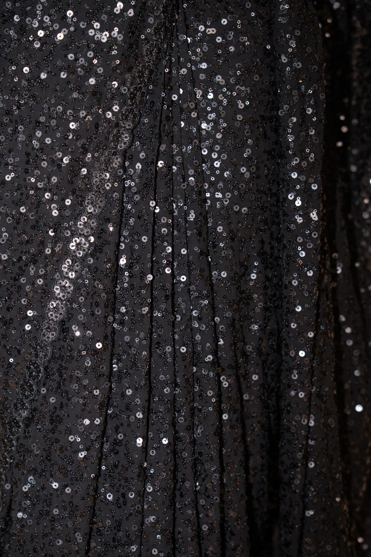 NALA Sequin Black ready-to-wear georgette saree set by ELARA CPH