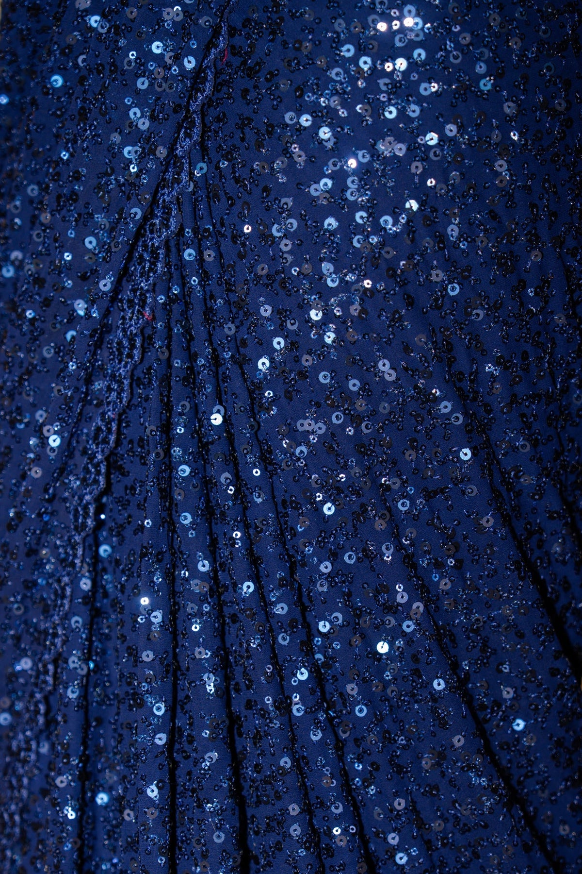 NALA Sequin Blue ready-to-wear georgette saree set by ELARA CPH
